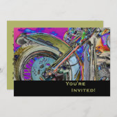 オートバイパーソナライズされたの40歳の誕生日パーティー 招待状 (正面/裏面)