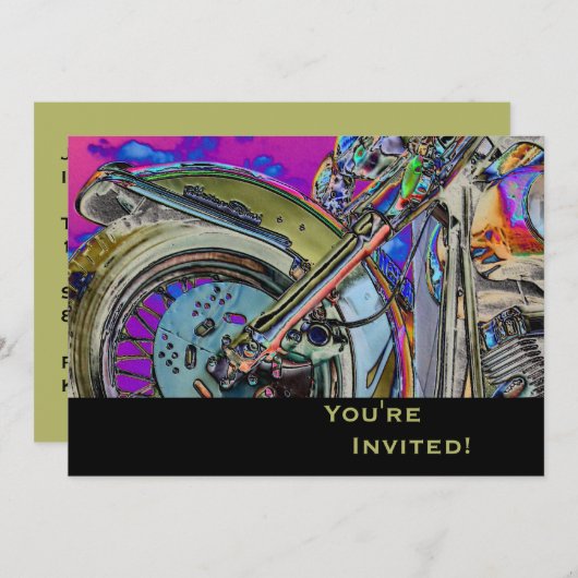 オートバイパーソナライズされたの40歳の誕生日パーティー 招待状 (正面/裏面)