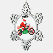 オートバイパーソナライズされたクリスマス収集可能 スノーフレークピューターオーナメント (右)