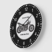 オートバイパーソナライズされたバイクもしくは自転車に乗る人名&ことわざ ラージ壁時計 (傾斜)