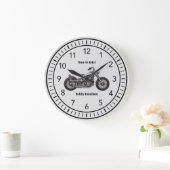 オートバイパーソナライズされたバイクもしくは自転車に乗る人名&ことわざ ラージ壁時計 (ホーム)