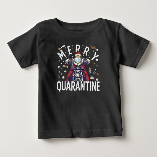 オートバイヒップスターサンタ顔マスク ベビーTシャツ (正面)