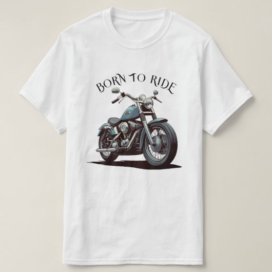 オートバイファン生まれバイクもしくは自転車に乗る人に乗るクラシック Tシャツ (デザイン正面)