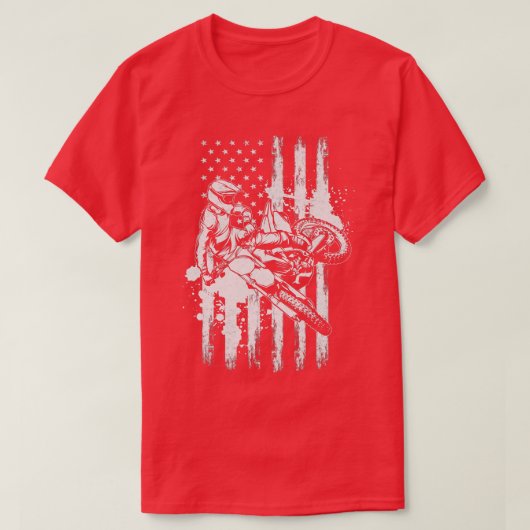 オートバイフリースタイルスーパークロスアメリカンフラッグモト Tシャツ (デザイン正面)