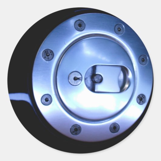 オートバイブラックシルバーフューエルキャップフォト ラウンドシール (正面)