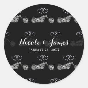 オートバイブラック&シルバーハートバイクもしくは自転車に乗る人結婚ズ ラウンドシール