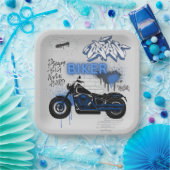 オートバイブルーとグレーの紙プレート ペーパープレート (パーティー)