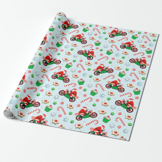 オートバイホリデーギフト ラッピングペーパー (アンロールド)