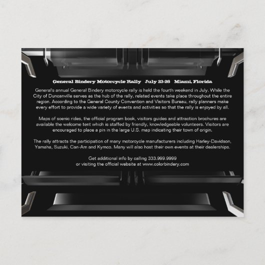 オートバイモーター郵便はがき インビテーションポストカード (裏面)