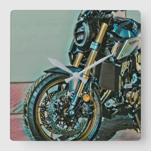 オートバイユニークライダーへの贈り物 スクエア壁時計 (正面)