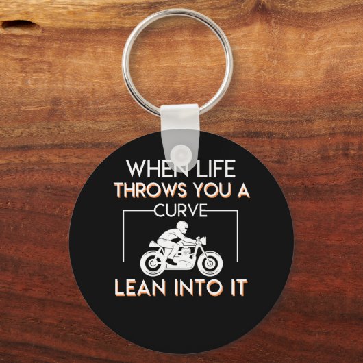 オートバイライダーのライフがカーブを傾けてスロー キーホルダー (正面)