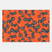 オートバイラバーズバイクもしくは自転車に乗る人メンズ白黒パターン ラッピングペーパーシート (正面)