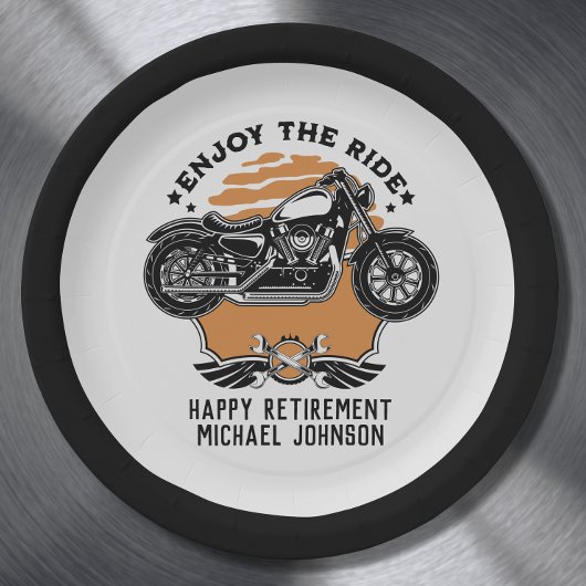 オートバイリタイアメントパーティの招待状紙プレート ペーパープレート