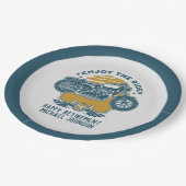 オートバイリタイアメントパーティの招待状 ペーパープレート (アングル)