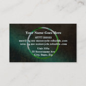オートバイリビルド、グリーンレザールック、金属リング 名刺 (裏面)