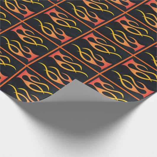 オートバイレザフェイクーオレンジバイクもしくは自転車に乗る人炎 ラッピングペーパー (角)