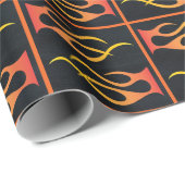 オートバイレザフェイクーオレンジバイクもしくは自転車に乗る人炎 ラッピングペーパー (ロールコーナー)