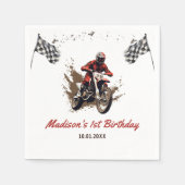 オートバイレッドダートバイクバースデーパーティナプキンス スタンダードカクテルナプキン (正面)