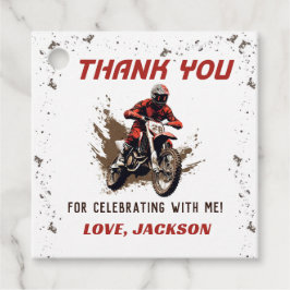 オートバイレッドダートバイク誕生日メッセージカード フェイバータグ