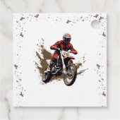 オートバイレッドダートバイク誕生日メッセージカード フェイバータグ (裏面)