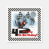 オートバイレーシング4thバースデー紙ナプキンス スタンダードカクテルナプキン (正面)
