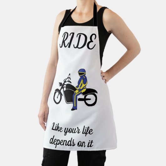 オートバイレースのブルー&イエローレザー エプロン (インサイチュ)