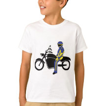 オートバイレースのブルー&イエローレザー