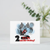 オートバイレース2回目の誕生日Tシャツとプレゼント ポストカード (スタンド正面)