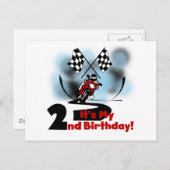 オートバイレース2回目の誕生日Tシャツとプレゼント ポストカード (正面/裏面)