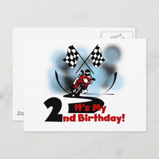 オートバイレース2回目の誕生日Tシャツとプレゼント ポストカード (正面/裏面)