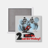 オートバイレース2回目の誕生日Tシャツとプレゼント マグネット (正面/裏面)