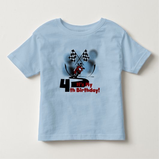 オートバイレース4th誕生日Tシャツ トドラーTシャツ (正面)
