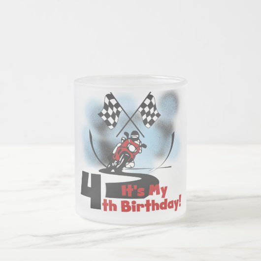 オートバイレース4th誕生日Tシャツ フロストグラスマグカップ (中央)