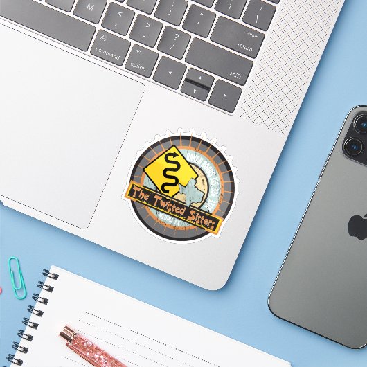 オートバイロードザツイストシスターズテキサス州バイクもしくは自転車に乗る人 シール (ノートパソコンとiPhone)