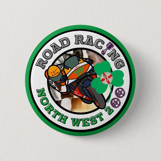 オートバイロードレース – ノースウエスト200 缶バッジ (正面)