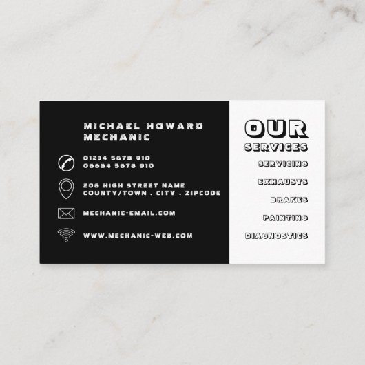 オートバイワークショップ、整備士&修理 名刺 (裏面)