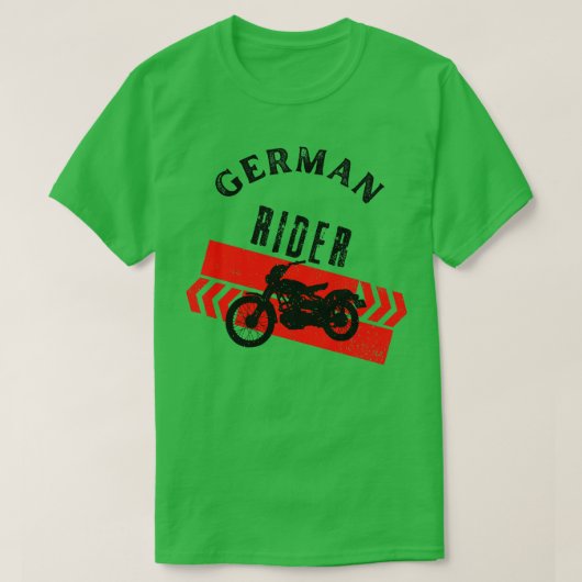 オートバイヴィンテージドイツバイクもしくは自転車に乗る人 Tシャツ (デザイン正面)