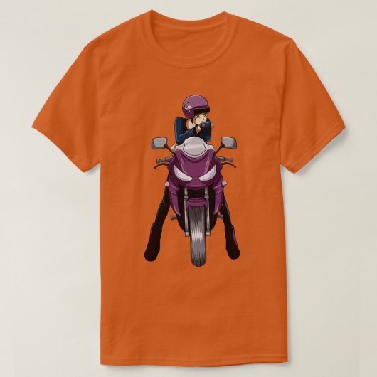 オートバイ付きバイク乗り Tシャツ (デザイン正面)