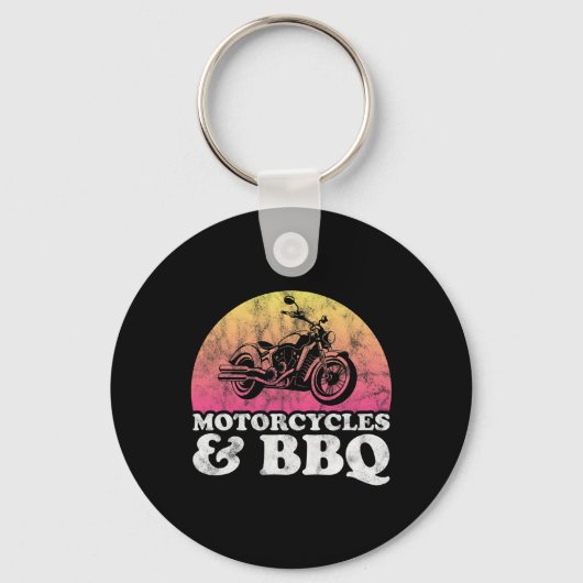 オートバイ及びバイルベキューのオートバイ及びBbq キーホルダー (正面)
