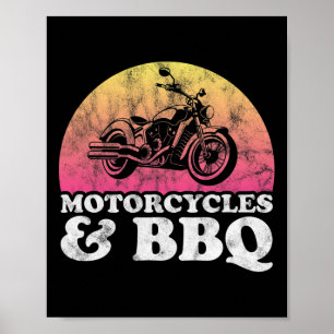 オートバイ及びバイルベキューのオートバイ及びBbq ポスター