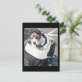 オートバイ生まれホッグドッグにラッセル・テリア ポストカード (スタンド正面)