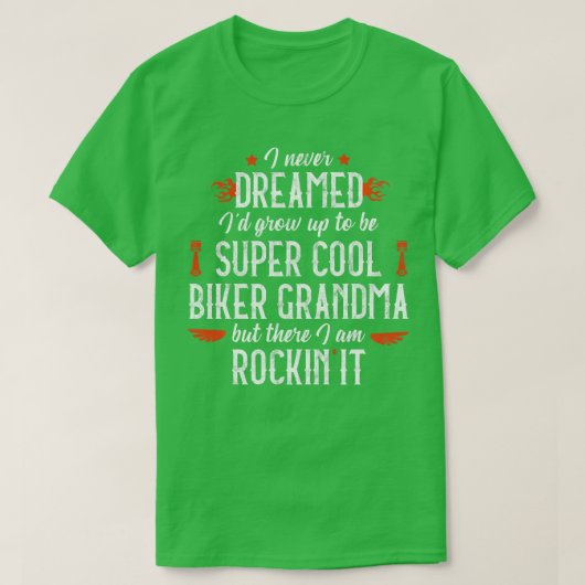 オートバイ祖母バイクもしくは自転車に乗る人ヴィンテージ祖母Outfi Tシャツ (デザイン正面)