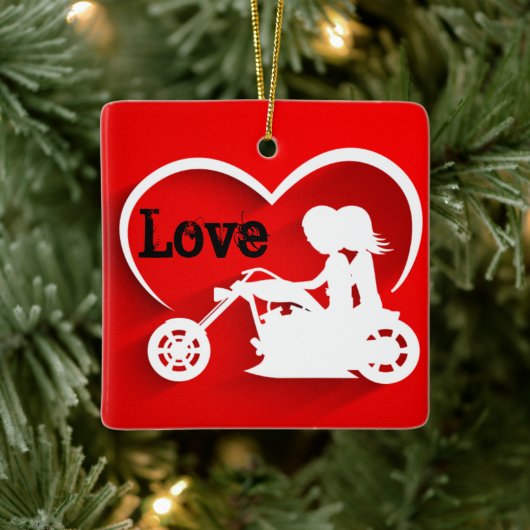 オートバイ私たちの最初のクリスマスはミスターとミセス結婚ズとして セラミックオーナメント (ツリー)