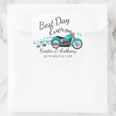 オートバイ結婚のアクアとグレー スクエアシール (バッグ)