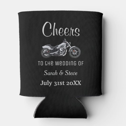 オートバイ結婚をテーマにしたデート 缶クーラー (裏面)