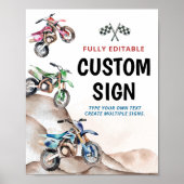 オートバイ誕生日パーティーテーブルの看板 ポスター (正面)