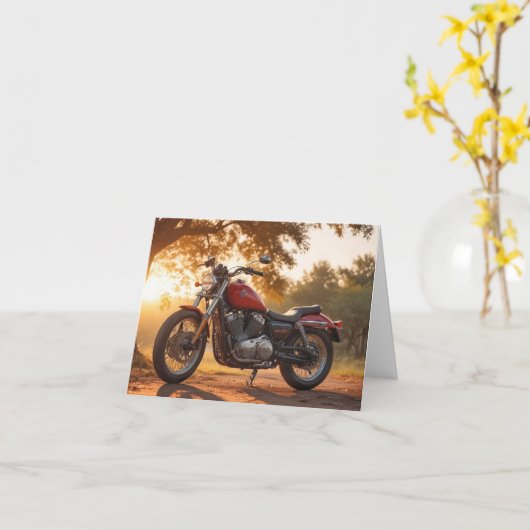 オートバイ誕生日 カード (黄色い花)