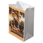 オートバイ誕生日 ミディアムペーパーバッグ (正面アングル)