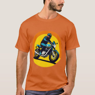 オートバイ鮮やかスレトロスタイル Tシャツ