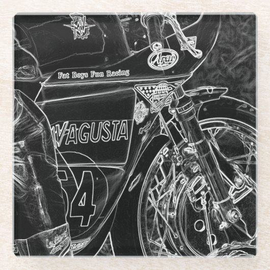 オートバイ1コアシュテルカ ガラスコースター (正面)